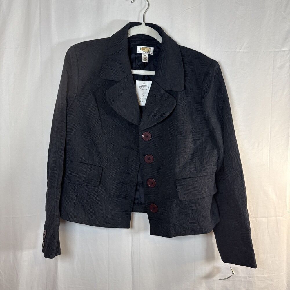 Talbots Black Damask Blazer Suit Jacket Women’s Size 16 Petite NWT